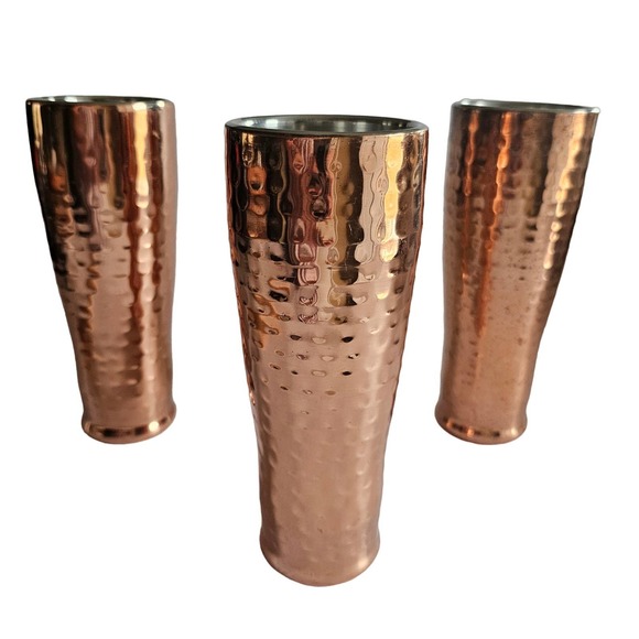 Unbranded Other - Hammered COPPER Beer Tall Skinny Tumbler set of 3